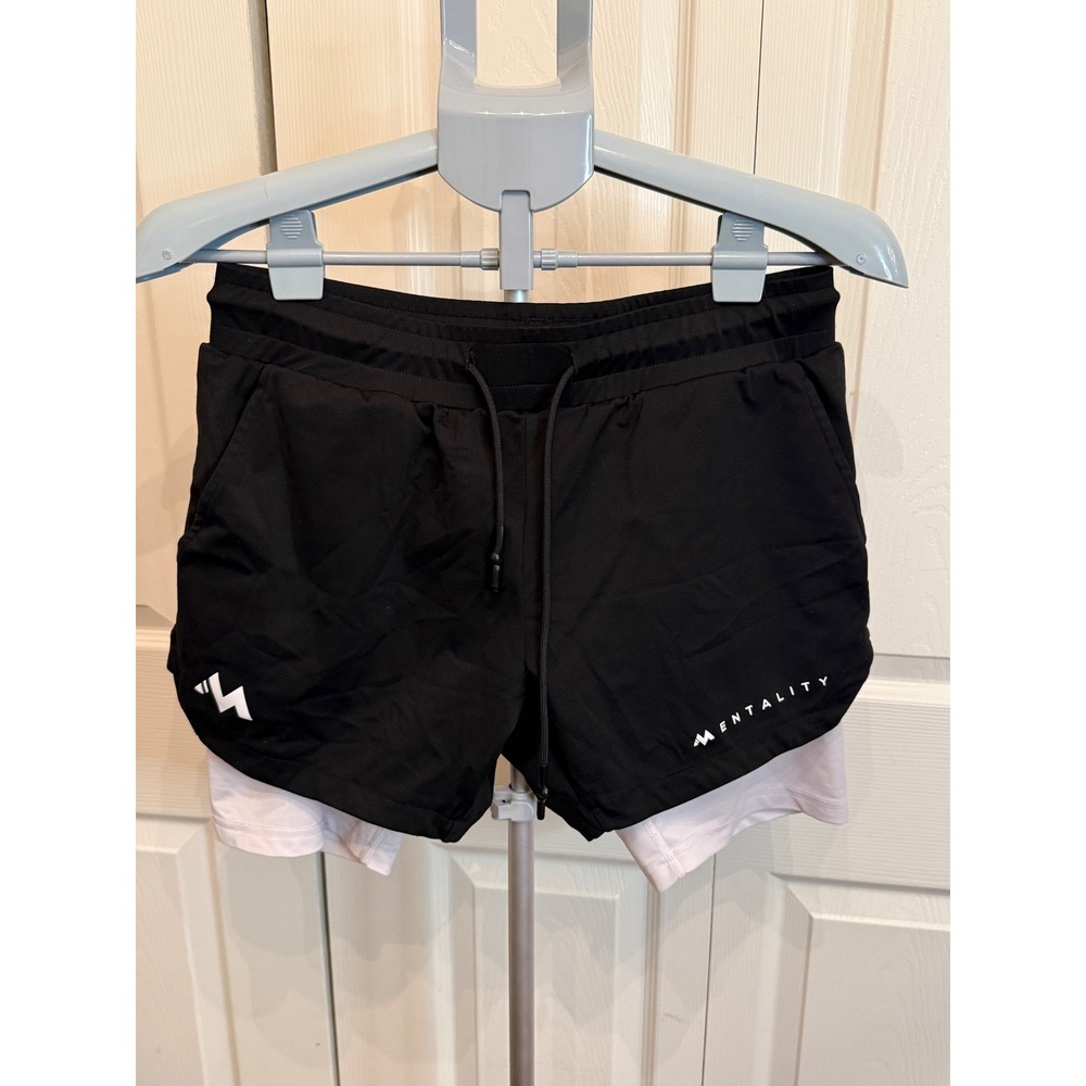 MENTALITY Mens Black Athletic Shorts Lined Gym Workout Training‎ Size S